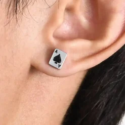 Ace of Spades Stud – Ørestik til Mænd i Rustfri Stål (1 Stk.)