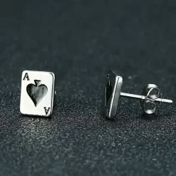 Ace of Spades Stud – Ørestik til Mænd i Rustfri Stål (1 Stk.)