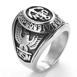 Anker og ørn ringen i rustfri stål