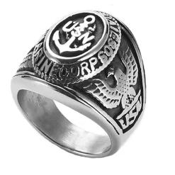 Anker og ørn ringen i rustfri stål