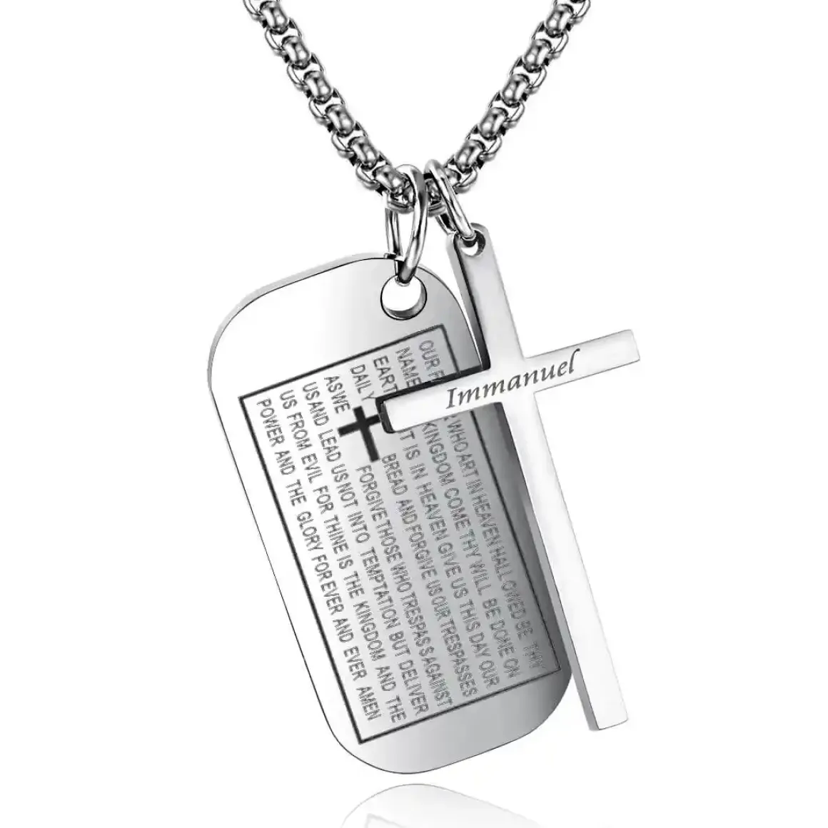 Bible Dog Tags and Cross / halskæde