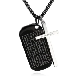 Bible Dog Tags and Cross / halskæde