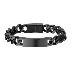 Black Nickey stålarmbånd med link kæde.