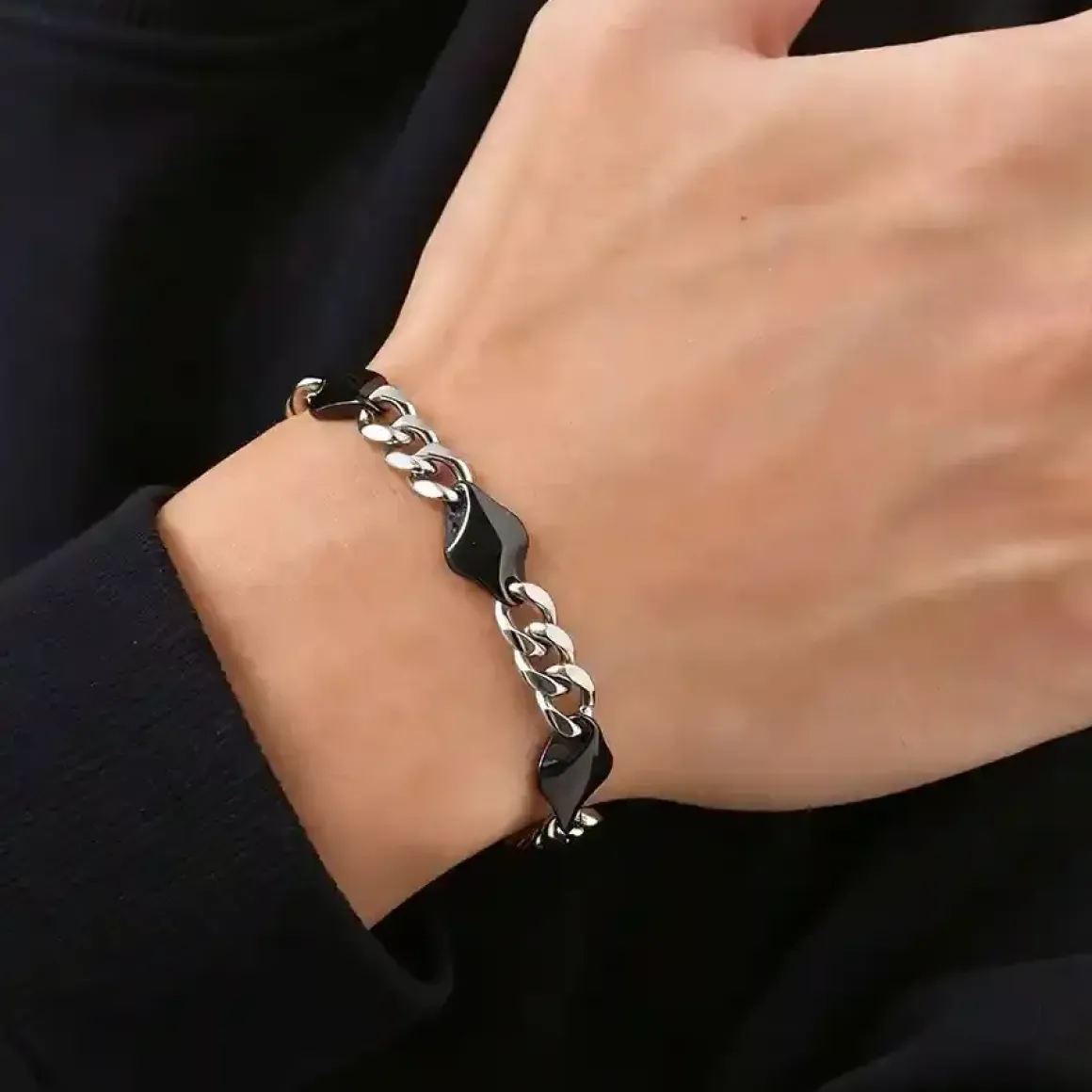 Black Steel Chain Bracelet – Herrearmbånd i Rustfrit Stål