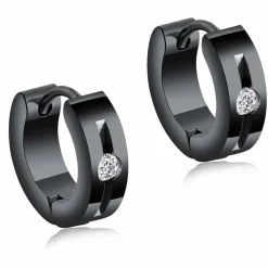 Blackcoatet ørering "CZ Steel" 1stk