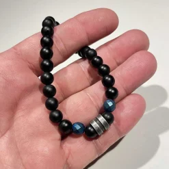 Blue face perlearmbånd med oxy. stål