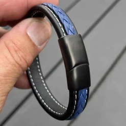 Blue Major læderarmbånd flet