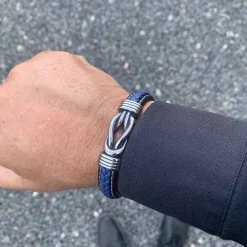 Blue strang læderarmbånd