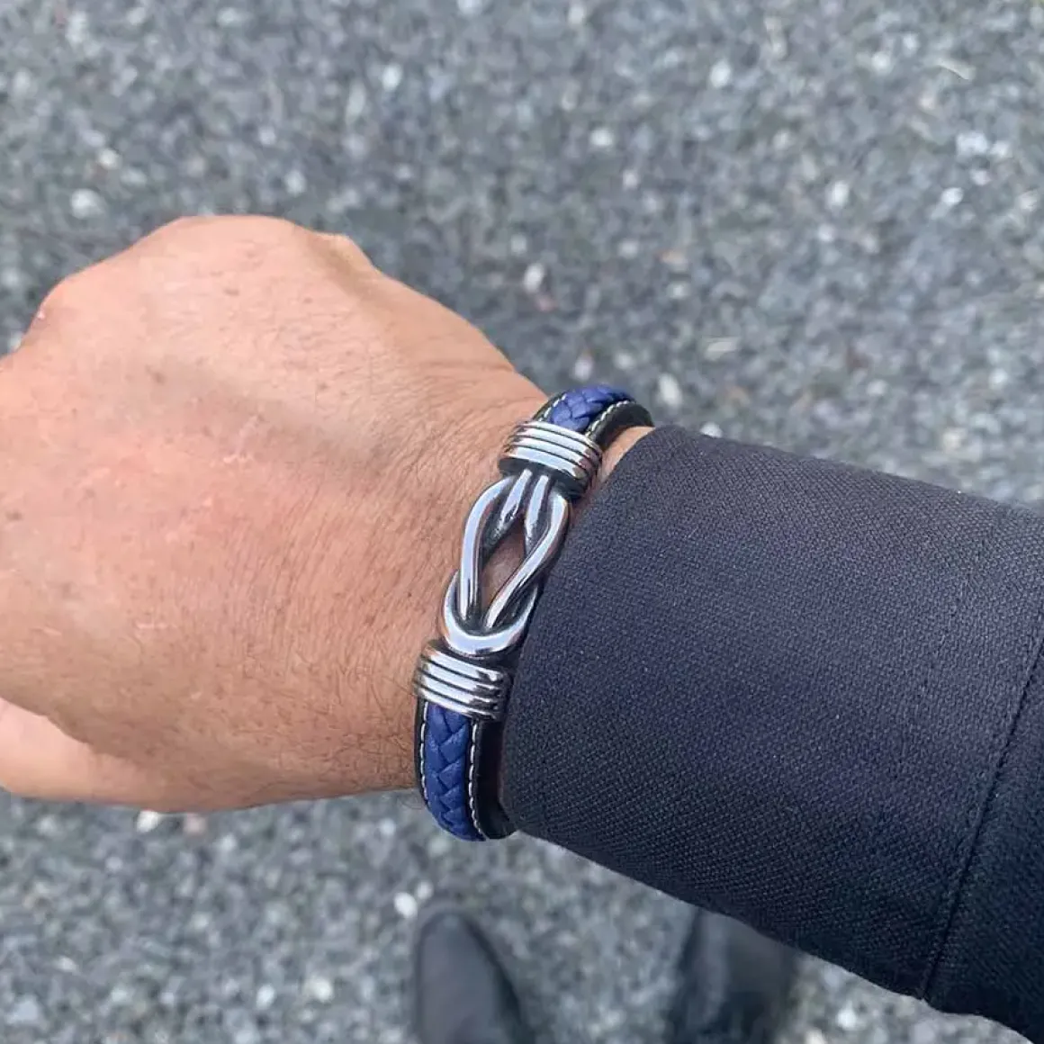 Blue strang læderarmbånd