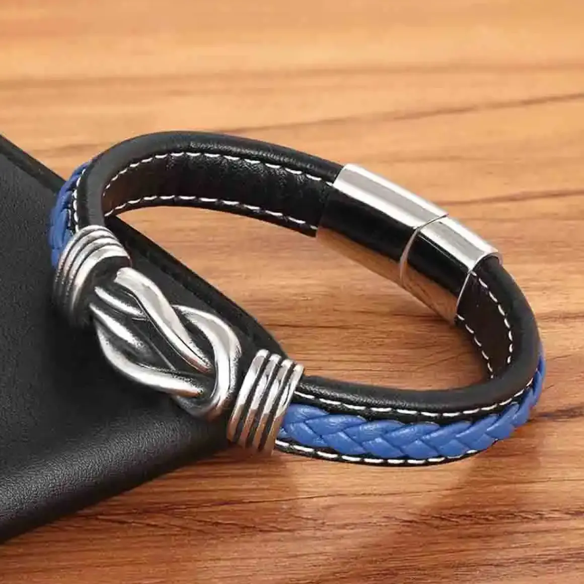 Blue strang læderarmbånd