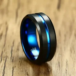 Blue Thin line tungstenring