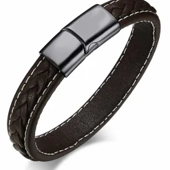 Brunt imt. læder armbånd