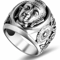 Buddha bikerring i ædelstål
