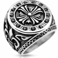 Cast bikerring med celtic kors