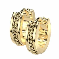 Chain ørering i ædelstål gold PVD