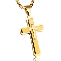 Christian kors i Forgyldt rustfri stål