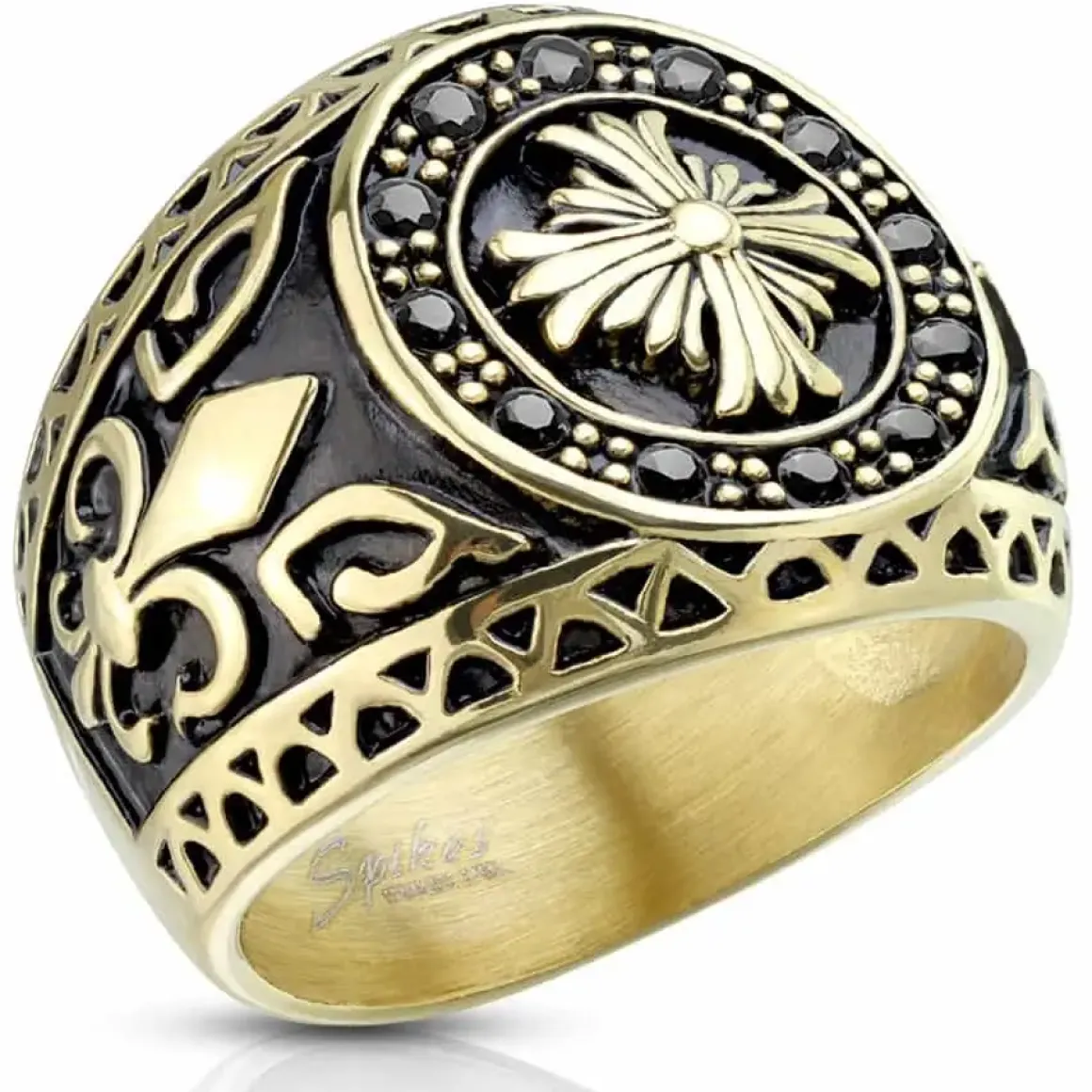 Circel celtic kors forgyldt stålring