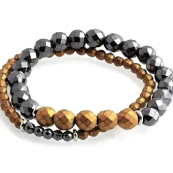 Crew hamatit perlearmbånd 2 stk.