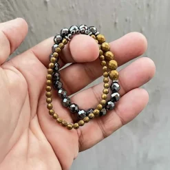 Crew hamatit perlearmbånd 2 stk.