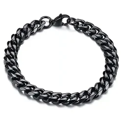 Cuban Chain Herrearmbånd i Blackcoated Rustfri Stål – 7 mm