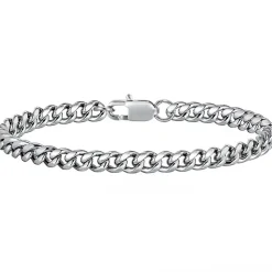 Cuban herrearmbånd i blank stål.