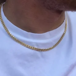 Curp rustfri stål kæde forgyldt.