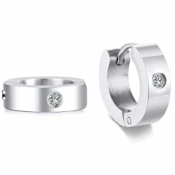 CZ ørering i blank ædelstål