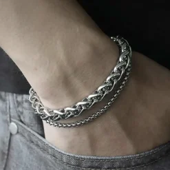 Dobbelt stålarmbånd X2