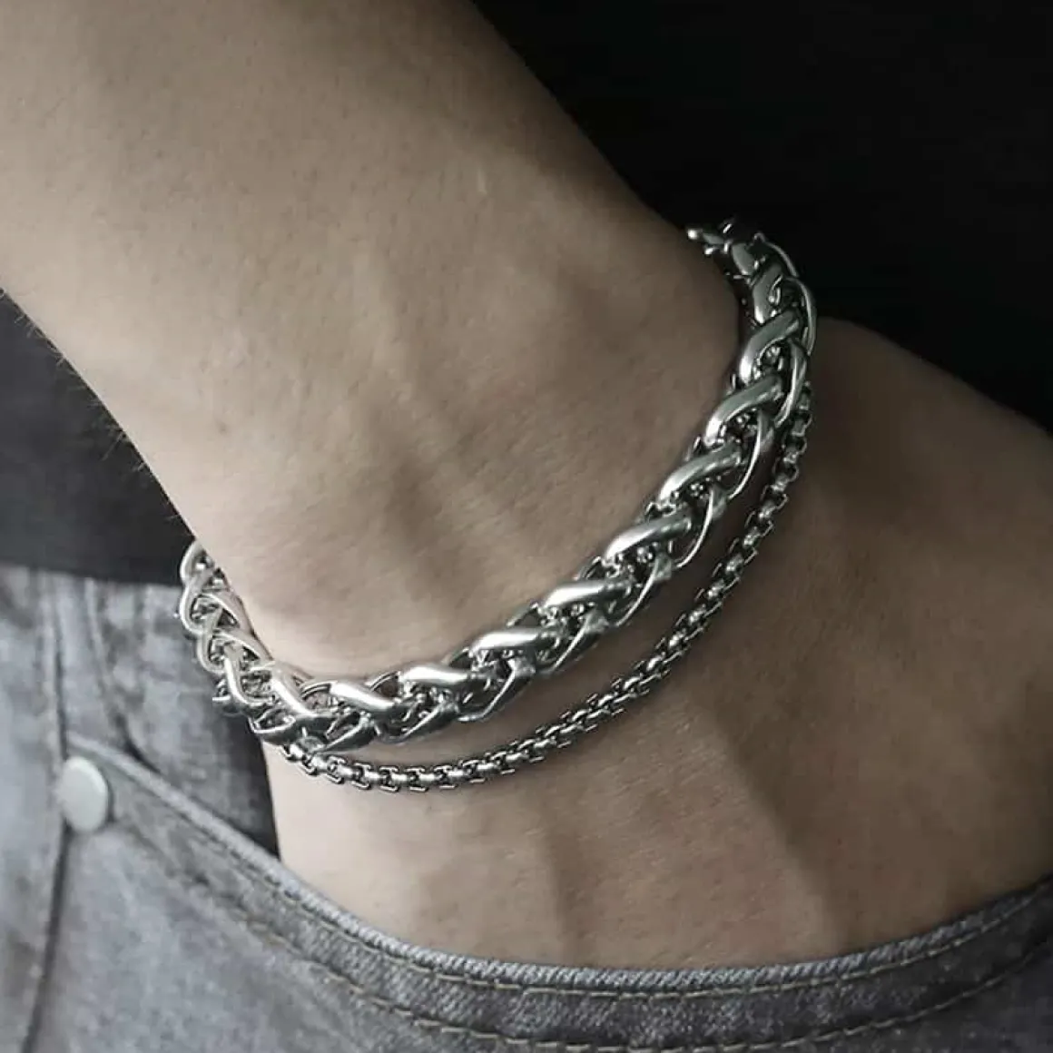 Dobbelt stålarmbånd X2