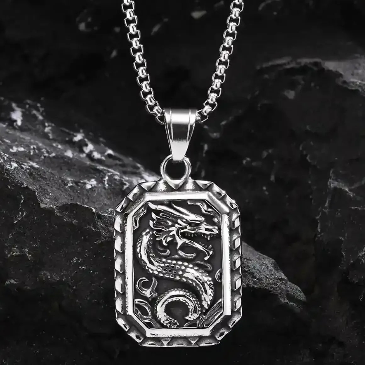 Drage Dogtag i rustfri stål.