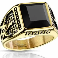 Facet square herrering med sort onyx