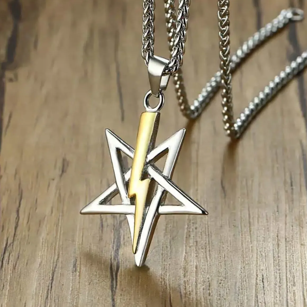 Five stars i ædelstål halskæde