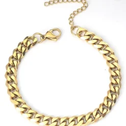 Forgyldt Link armbånd i rustfri stål 7mm bred