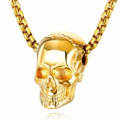 Forgyldt skull halssmykke