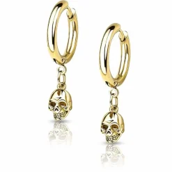 Forgyldt skull kranie ørering 1 stk.