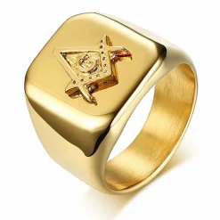 Frimurer Herrering stål belagt med IP gold