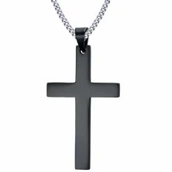 Gene halskæde med kors blackcoatet 5x3 cm