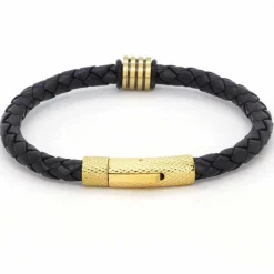 Gennie armbånd i læder og forgyldt.