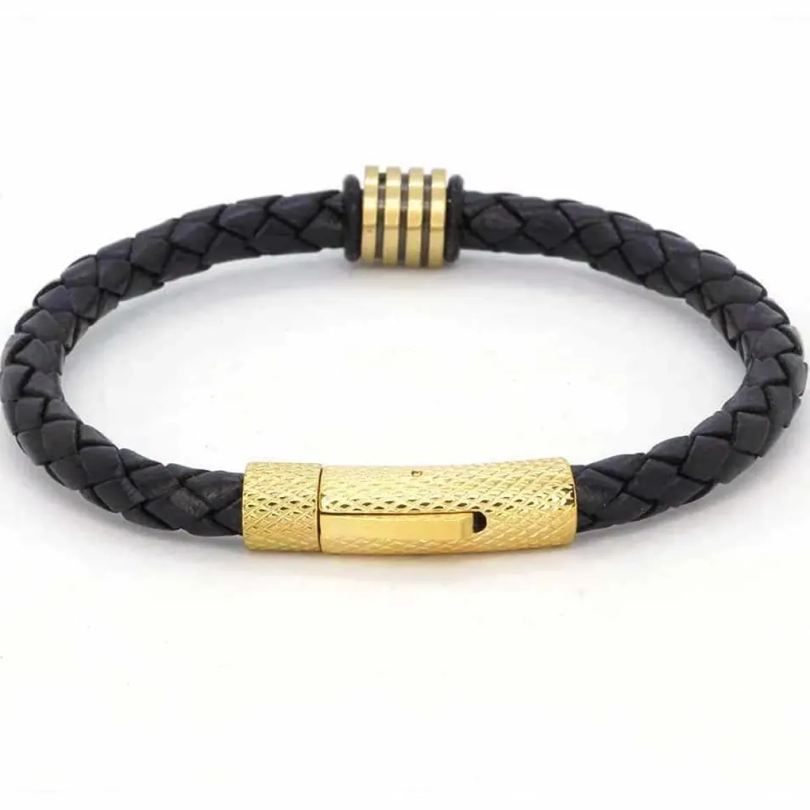 Gennie armbånd i læder og forgyldt.