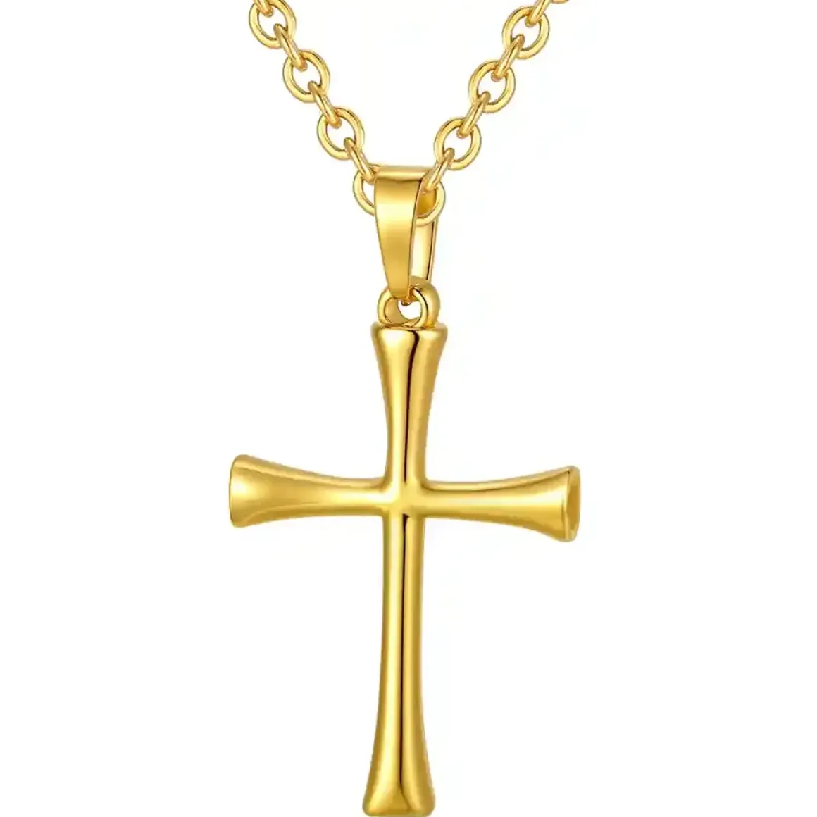 Golden Faith kors halssmykke rustfri stål