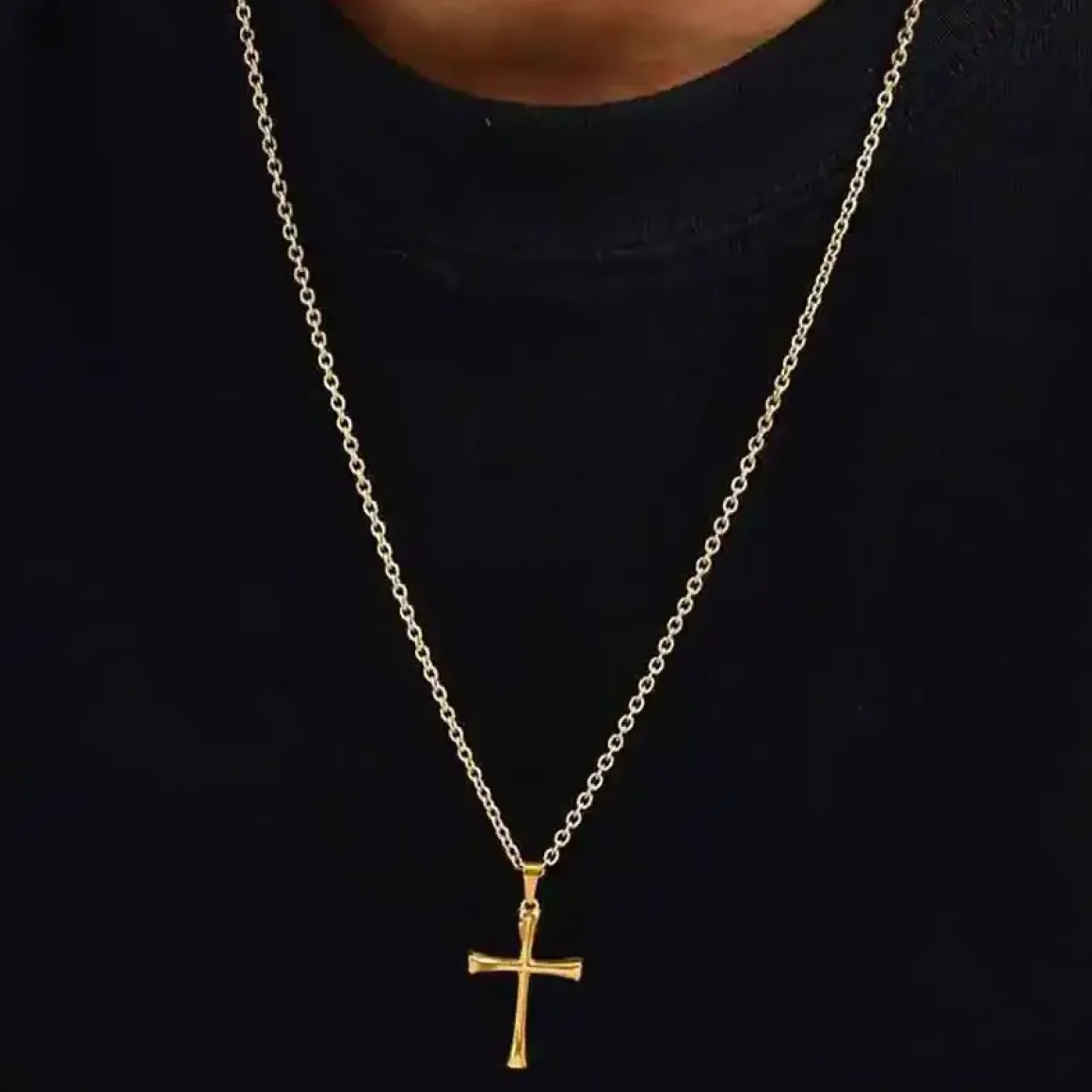 Golden Faith kors halssmykke rustfri stål