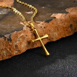 Golden Faith kors halssmykke rustfri stål