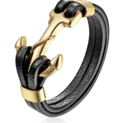 Golden High XP armbånd / rustfri stål og læder.