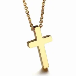 Golden korsmykke med kæde