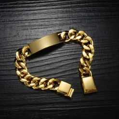 Golden Nickey stålarmbånd med link kæde.