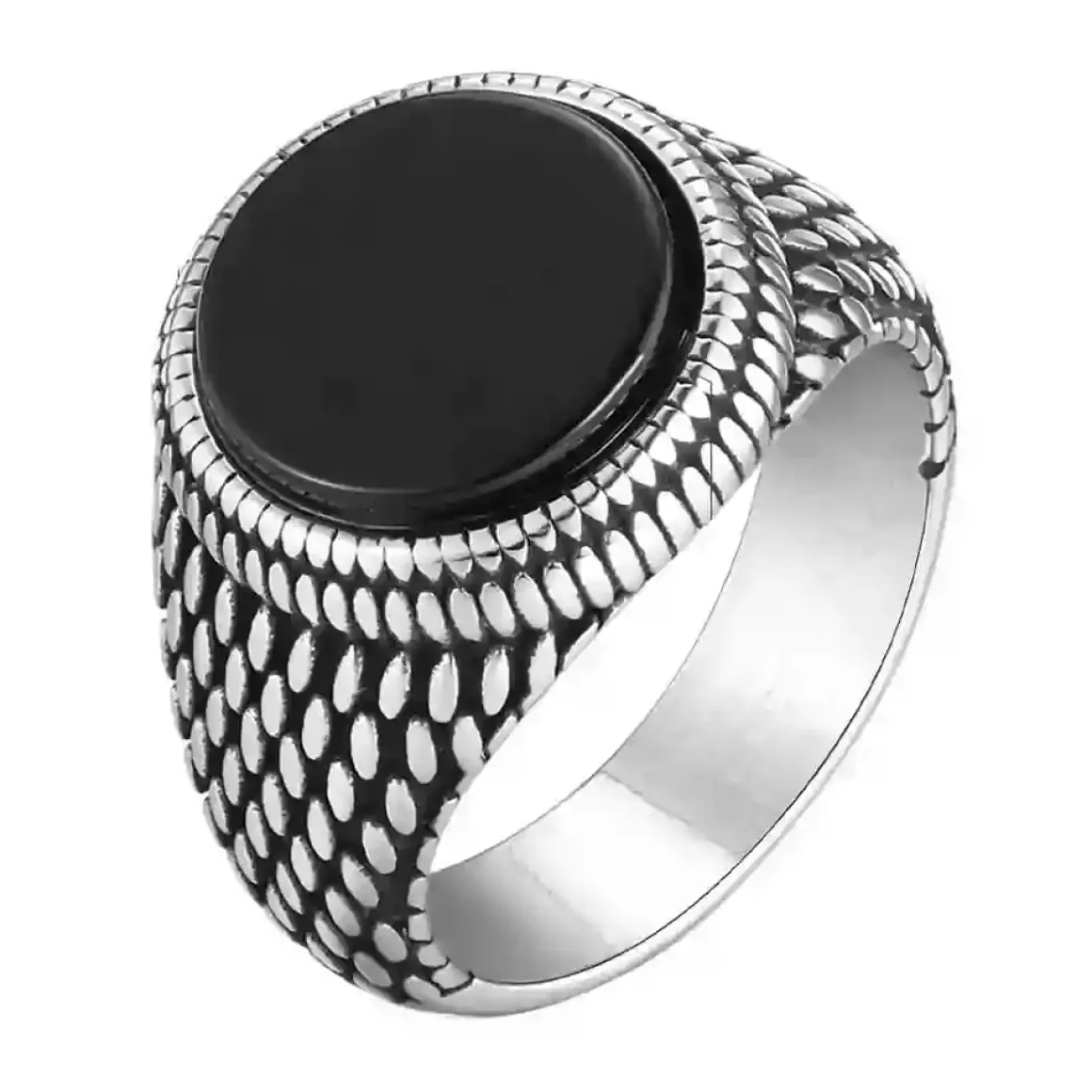 Gork herrering med sort agat.