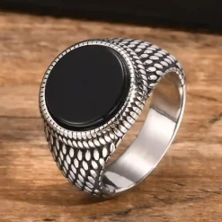 Gork herrering med sort agat.