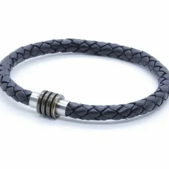 Hammersort Leakos herrearmbånd i læder