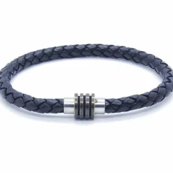 Hammersort Leakos herrearmbånd i læder