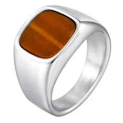 Herre ring i rustfrit stål med Tiger Eye sten – 1,3 cm